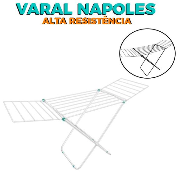 Imagem de Varal De Chão Com Abas Nápoles Aço- Pratico E Econômico 11kg