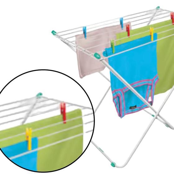 Imagem de Varal De Chão Portátil Vertical Recolhível Roupa Pequenos Espaços Acampamento Toalhas Prático Sem Abas Reforçado