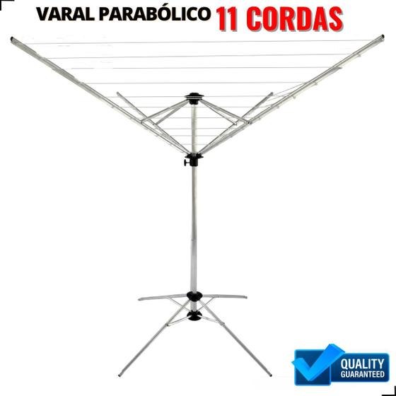 Imagem de Varal de Chão Reforçado 11 Cordas Grande Luxo Parabolico 100% Aluminio Pronta Entrega
