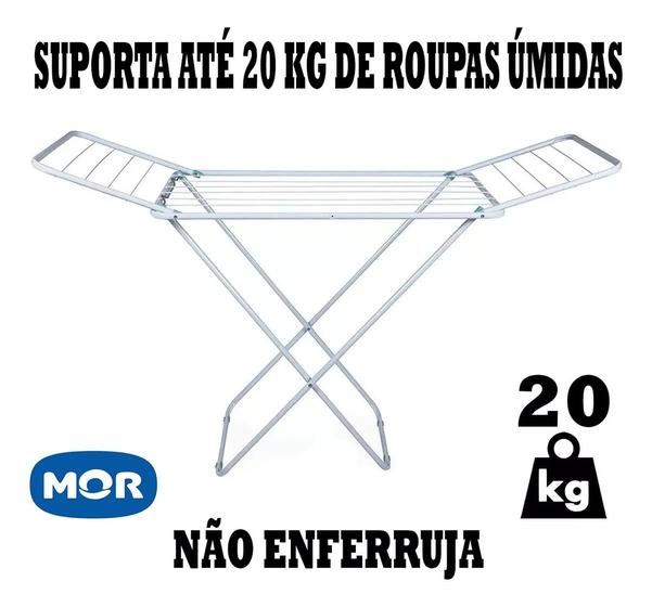Varal De Chão Reforçado Com Abas Dobrável Retrátil Aço Forte Mor Menor preço em Varal De Chão Reforçado Com Abas Dobrável Retrátil Aço Forte Mor