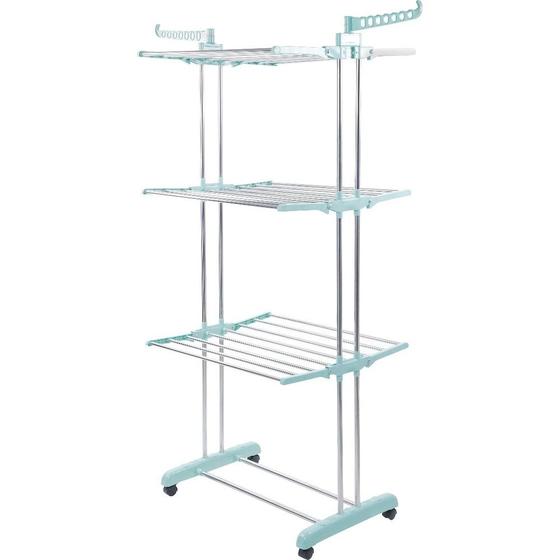 Varal de chão vertical retrátil aço inox três andares Menor preço em Varal de chão vertical retrátil aço inox três andares