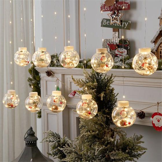 Imagem de varal de lampadas de natal decorada led pisca bolas grande cor das luzes coloridocolorido