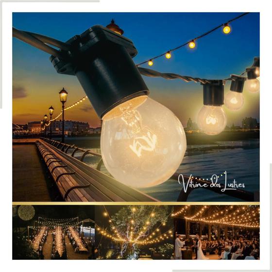 Varal de Luzes Preto 20 metros com 20 Lâmpadas incandescentes 110V Menor preço em Varal de Luzes Preto 20 metros com 20 Lâmpadas incandescentes 110V