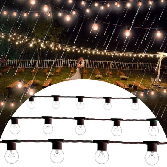 Imagem de Varal de Luzes Preto 20M Pra Iluminação Com Plug Decoração área externa Cordão de Iluminação de casamento noivado eventos ou quintal jardim 