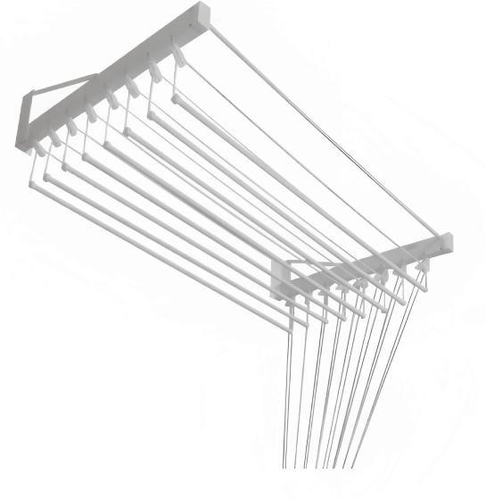 Varal De Parede Individual 10 Varetas Branco - 80cm Menor preço em Varal De Parede Individual 10 Varetas Branco - 80cm