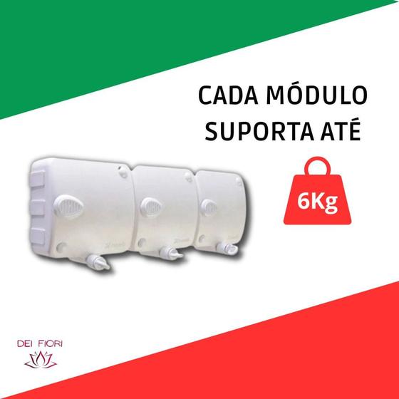 Imagem de Varal De Parede Para Roupas Retrátil 3 Modulos Com 6 Metros