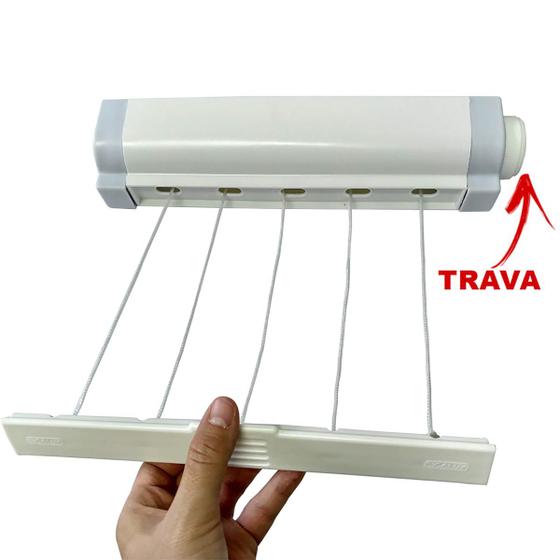 Varal de Parede Retratil Automatico Pratico Menor preço em Varal de Parede Retratil Automatico Pratico