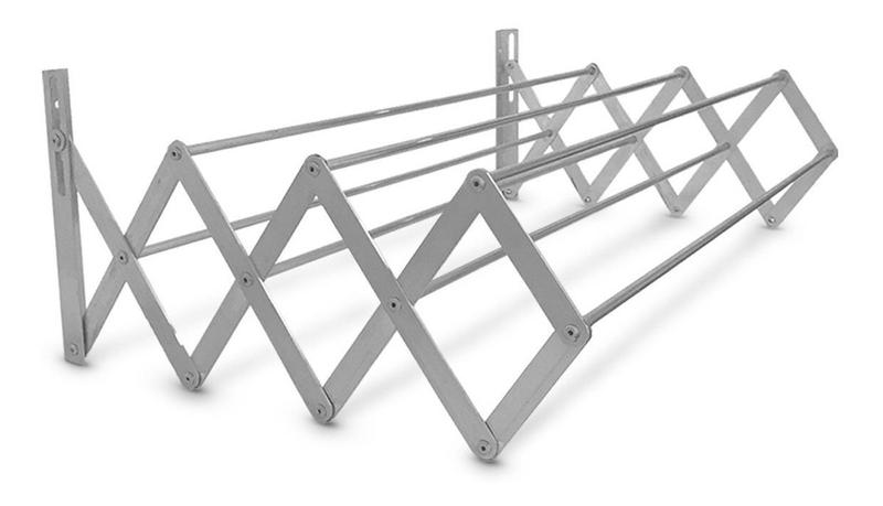 Varal de Parede Sanfonado Retrátil 60 cm Seca Roupas 100 Alumínio Ideal Para Apartamentos Não Enferruja - Kzaon