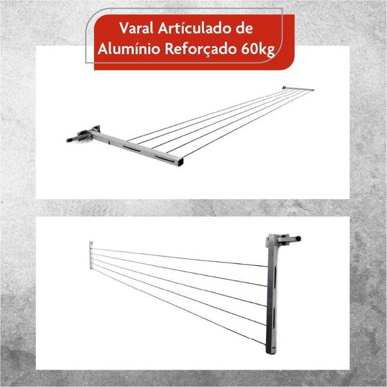 Varal De Roupa Dobravel Retratil De Parede 60 Kg Reforcado Aluminio Articulado Home Varais Varal Magazine Luiza