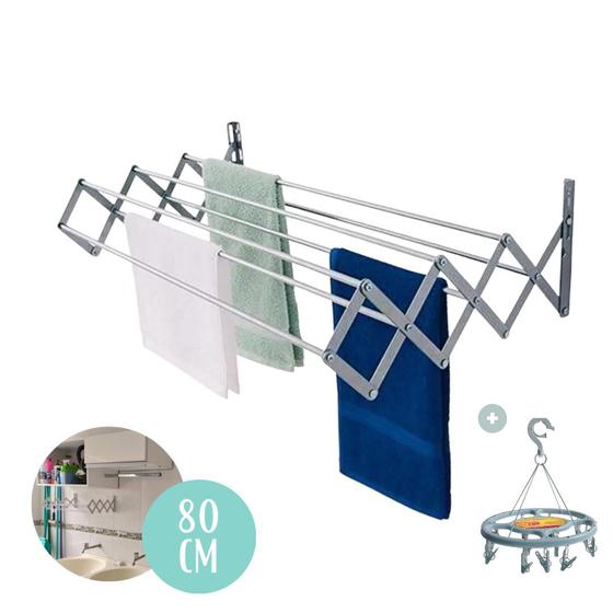 Varal de Roupas Parede Retrátil Aluminio para Apartamento Lavanderia ...