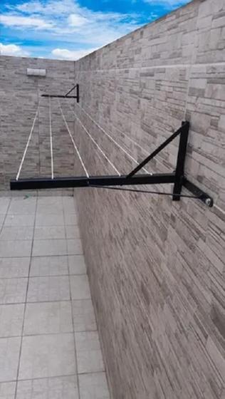 Varal de roupas retrátil de parede e muro reforçado para até 5 metros de largura- preto Menor preço em Varal de roupas retrátil de parede e muro reforçado para até 5 metros de largura- preto