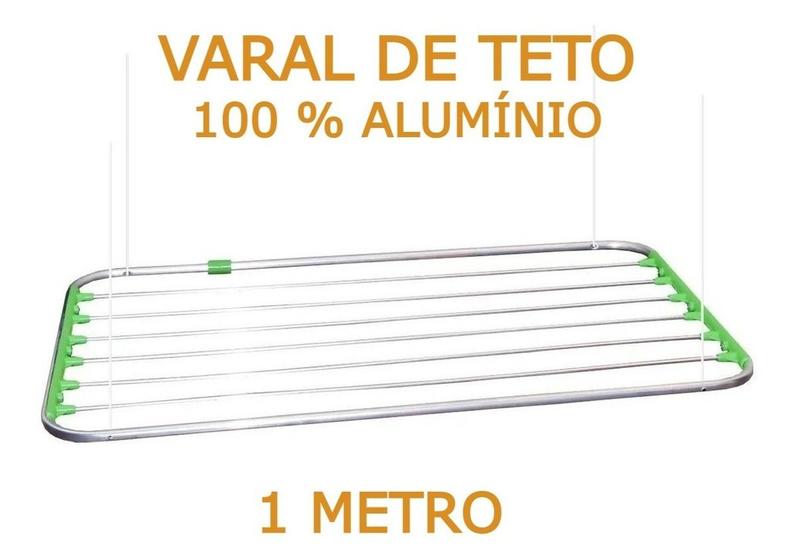 Imagem de Varal De Teto Aluminio Não Enferruja Grande 100cm Forte