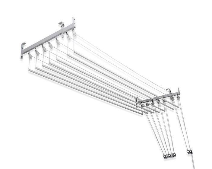 Varal de teto ou parede Prático de alumínio medida 1,5 Metro com 7 Varetas Individuais - Varal 5 Varetas + Extensor 2 varetas Menor preço em Varal de teto ou parede Prático de alumínio medida 1,5 Metro com 7 Varetas Individuais - Varal 5 Varetas + Extensor 2 varetas