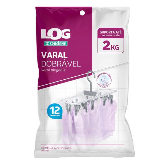 Imagem de Varal Dobrável com 12 Prendedores Log Ordene