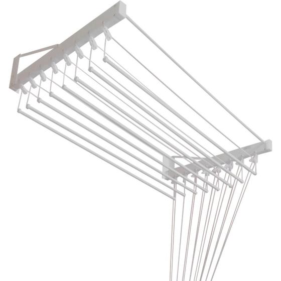 Varal Individual De Parede 165cm x 08 Varetas - Em Alumínio Branco Menor preço em Varal Individual De Parede 165cm x 08 Varetas - Em Alumínio Branco