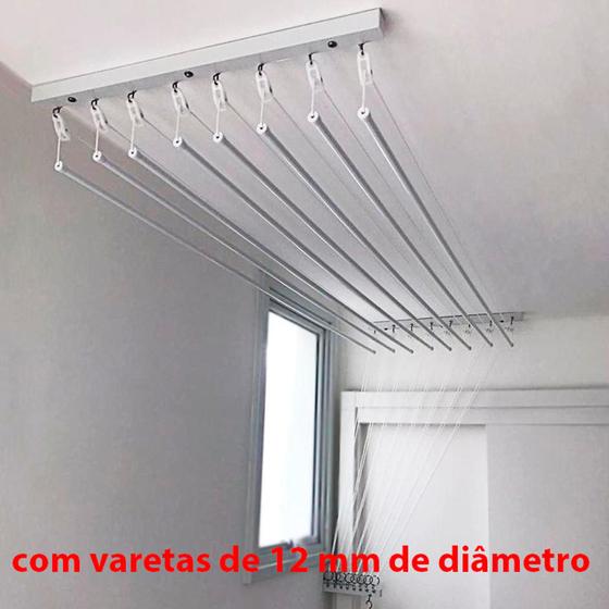 Varal Individual de Teto 8 varetas de 90 cm Menor preço em Varal Individual de Teto 8 varetas de 90 cm