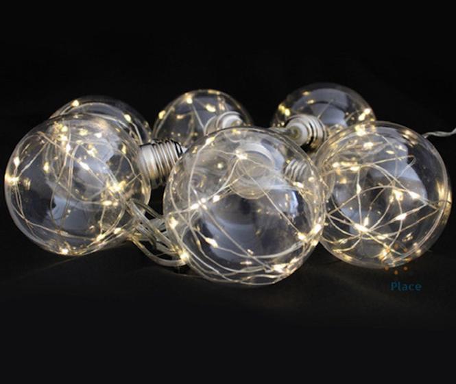 Imagem de Varal Led 6 Lâmpadas Bola Incandescentes Fio De Fada Com 180 Leds Amalero Biolt