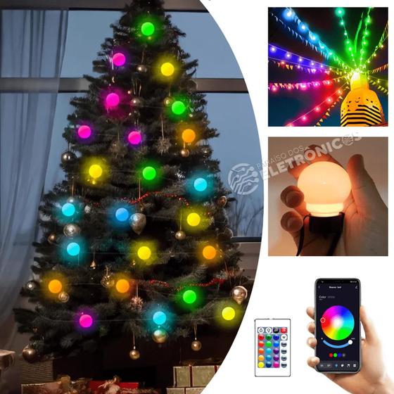 Imagem de Varal Luzes Bolinhas Cristalizadas LED RGBW  Iluminação da Fita Ritmo da Música Controle App TB1871