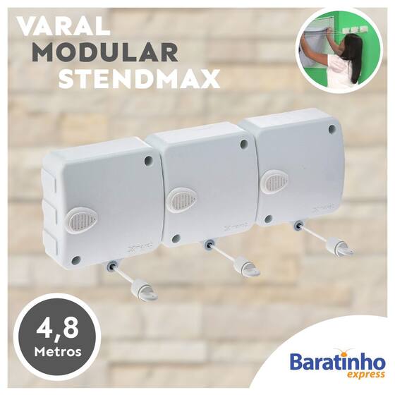 Varal Modular Retrátil Automático C/ 3 Módulos Até 4,8 M - Maxeb ...