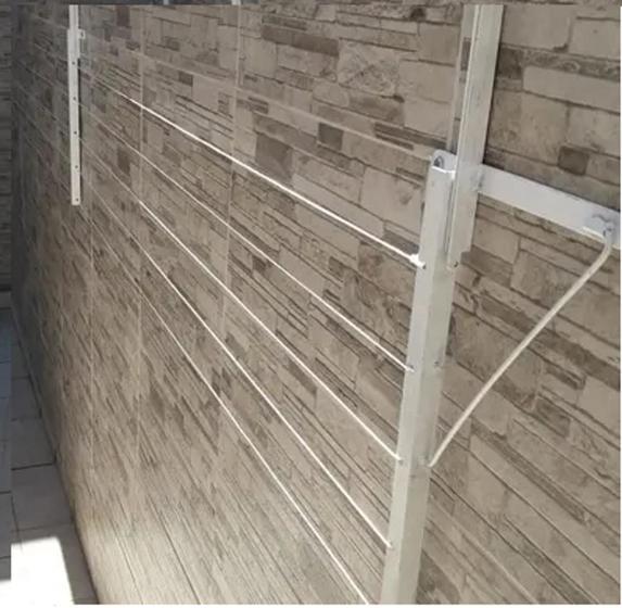 Imagem de Varal parede e muro com base tripla e reforçado para até 8 metros de largura- branco