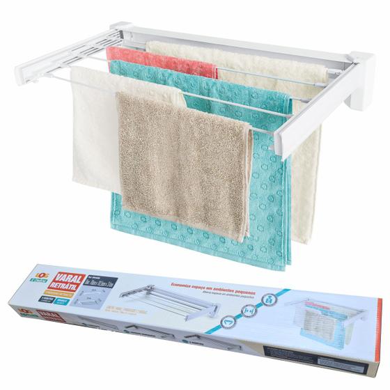 Varal Parede Retrátil Sanfonado Plástico Prático 70cm Ordene Menor preço em Varal Parede Retrátil Sanfonado Plástico Prático 70cm Ordene