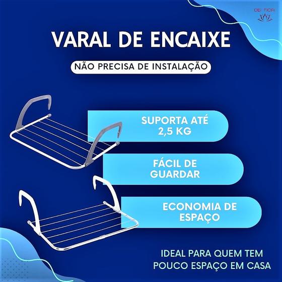 Imagem de Varal Portátil Porta Janela Apartamento Seca Roupa Pratico