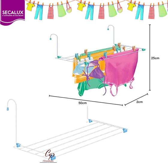 Imagem de Varal Portátil Slick Para Box Portas E Janela Aço - SECALUX