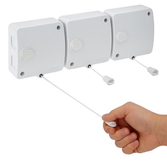 Imagem de Varal Retrátil Automático de Parede Modular 6 Metros com Corda Recolhível