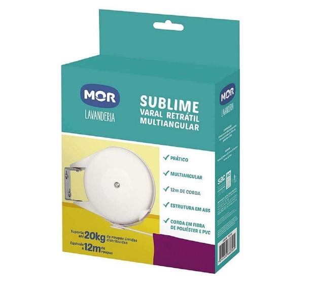 Imagem de Varal Retrátil Multiangular Sublime Com Corda 12M 006056 Mor
