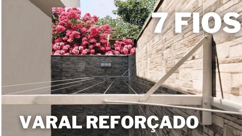 Imagem de Varal Retrátil para muro ou parede reforçado e prático para sete fileiras-branco