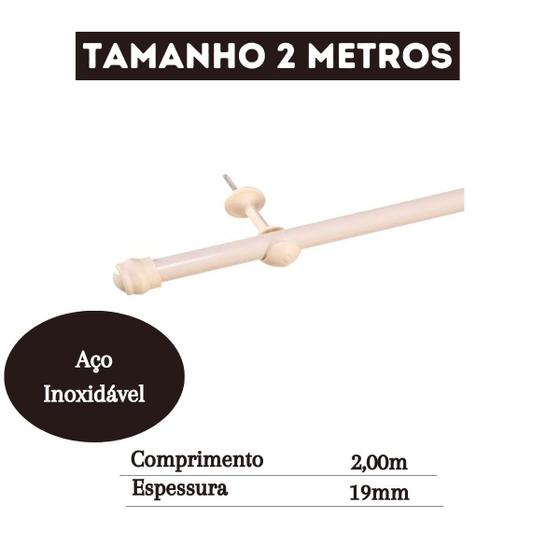 Imagem de Varão De Cortina 2 Metros 19mm Suporte Kit Completo Instalação