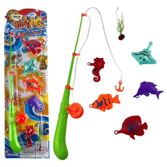 Imagem de Varinha Pega Peixe Com 4 Peças Brinquedo Infantil Acessórios