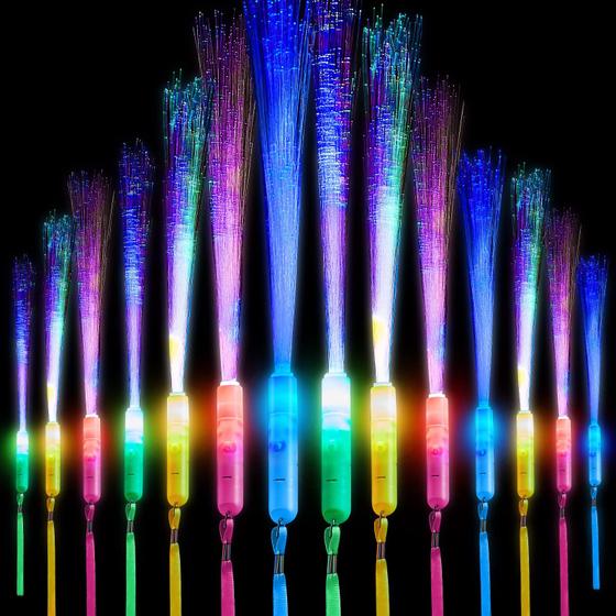 Imagem de Varinhas de fibra óptica Glow Wands Lewtemi com iluminação LED, pacote com 60