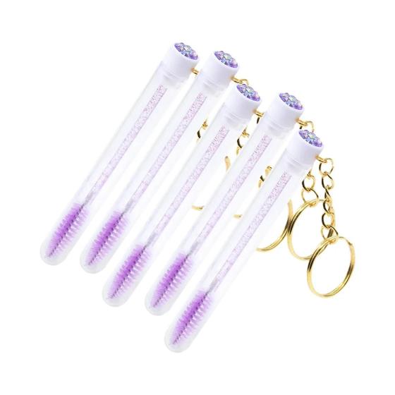 Imagem de Varinhas Descartáveis para Extensão De Cílios, Recipiente Transparente Com Chaveiro 5 Tamanhos Com