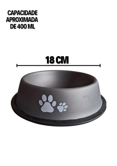 Imagem de Vasilha Pet para ração e agua para cães e gatos 18 CM em Inox (P)- 400ml- rosa