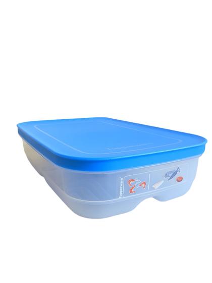 Imagem de Vasilha Quad. de Armazenamento (Carne, Peixe e Aves) Geladeira 1,8L Azul e Transparente (Cool Mate)