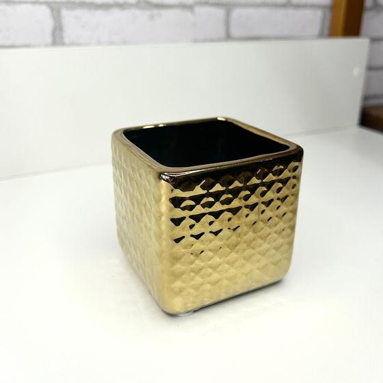 Imagem de Vasinho de cerâmica dourado quadrado 8ax8l/cm