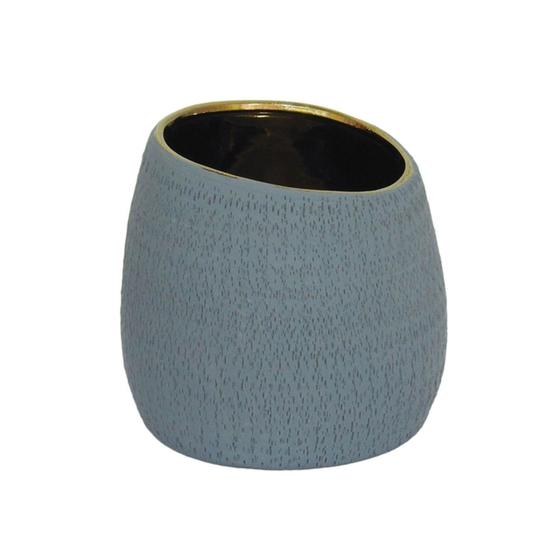 Imagem de Vaso 15x15cm Ceramica Cinza Texturizado Interior Luxo