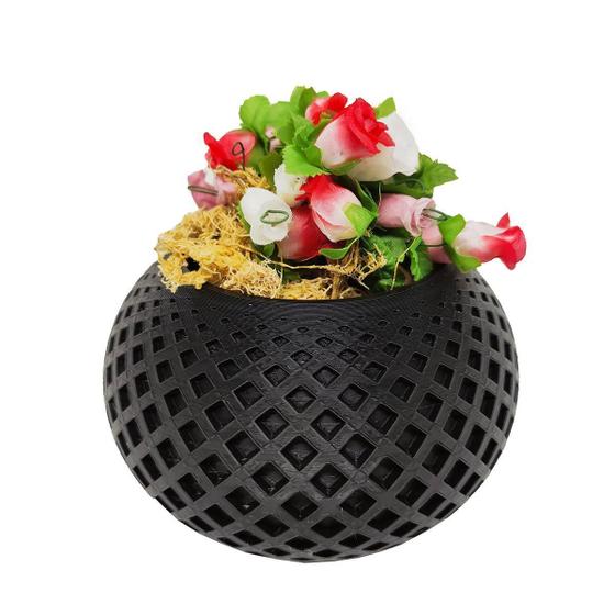 Imagem de Vaso Bola 3D Plantas Decorativo 14 Cm Preto