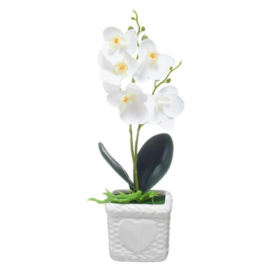 Imagem de Vaso C/ Orquídea Flor Artificial Decoração Vasinho Porcelana