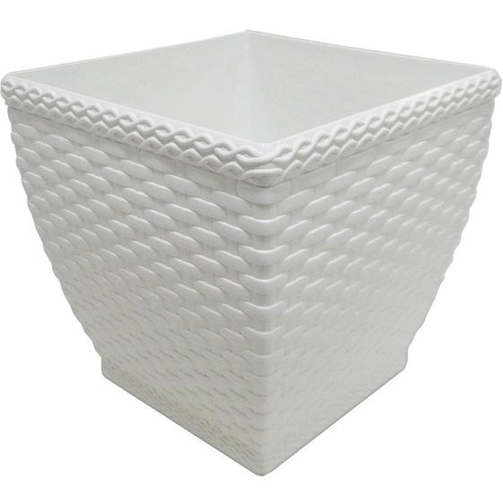 Imagem de Vaso Cachepo Rattan Medio Quadrado Branco Injeplastec 648r