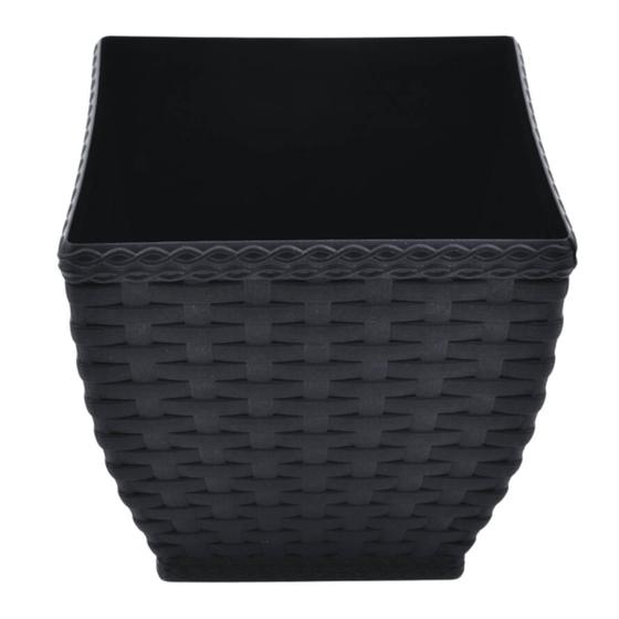 Imagem de Vaso Cachepô Rattan Quadrado Pequeno (5,4L)Preto Injeplastec