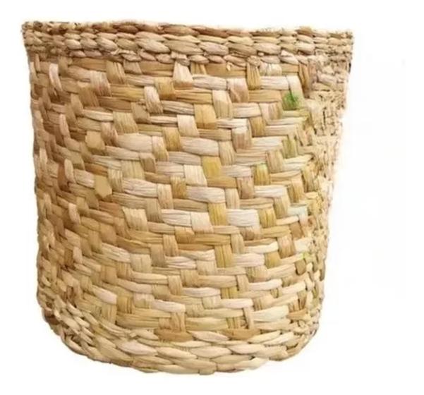 Vaso Cachepo Taboa Natural Mole Cesto Palha Planta Decoração 14x17