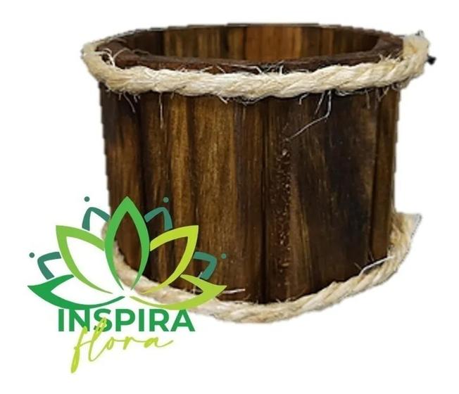 Imagem de Vaso Cachepo Violeta Oitavado Corda Marron Rustico 9x13x13