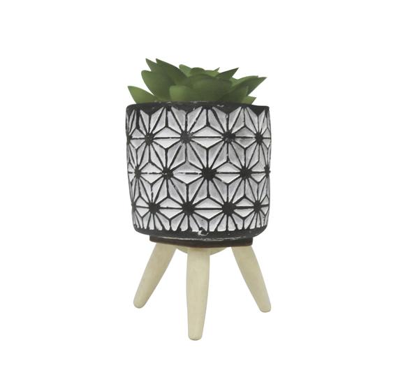 Imagem de Vaso cachepot decorativo com planta artificial suculenta