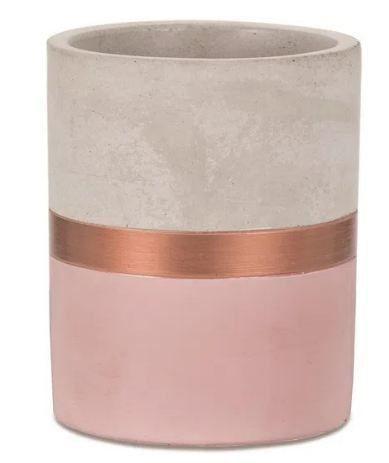 Imagem de Vaso Cachepot em Cimento Rosa e Cobre 11x9cm 7700 Mart