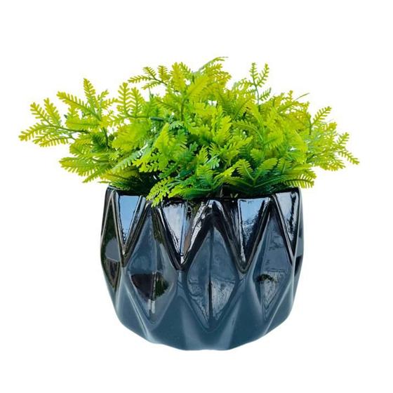 Imagem de Vaso cachepot preto geométrico 3D enfeite mesa com planta