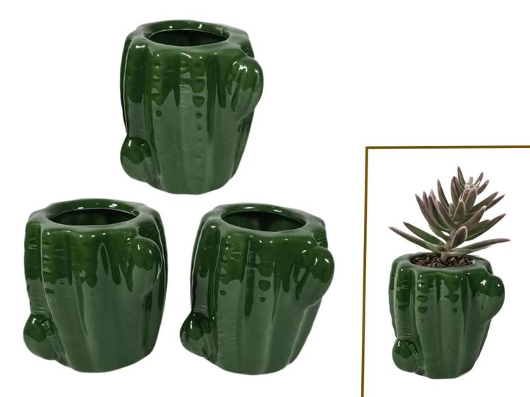 Imagem de Vaso cacto mini cachepot kit 3un para suculentas em cerâmica