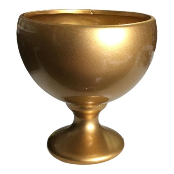 Imagem de Vaso calabria 4224 em cerâmica esmaltada com alto brilho dourado 20x16cm Cerâmica Érica