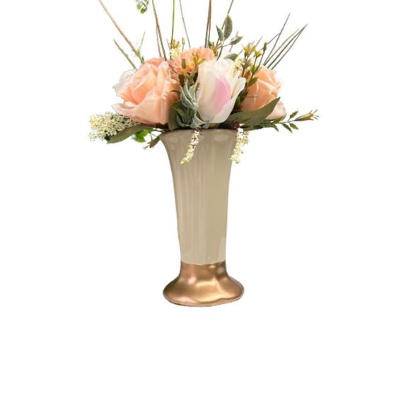 Imagem de Vaso centro de mesa cobre com pedestal e arranjo floral